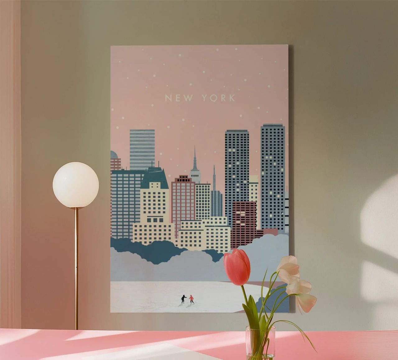 New York Winter Leinwand mit Schattenfugenrahmen von Katinka Reinke