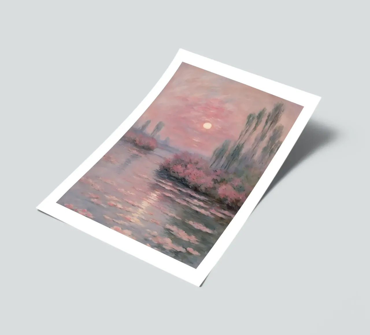 sunset over the water with trees and bushes surrounding it sticker sheet by SMG Store