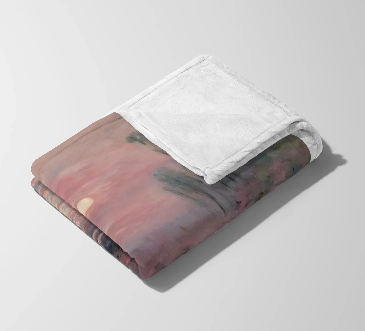 sunset over the water with trees and bushes surrounding it fleece blanket by SMG Store