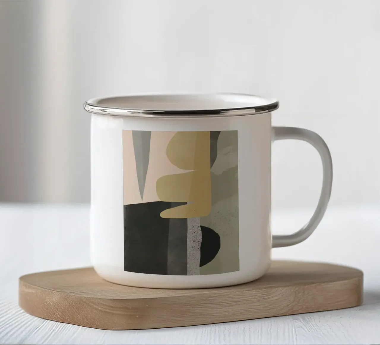 Texturierte große abstrakte 05 Emaille Tasse von Little Dean