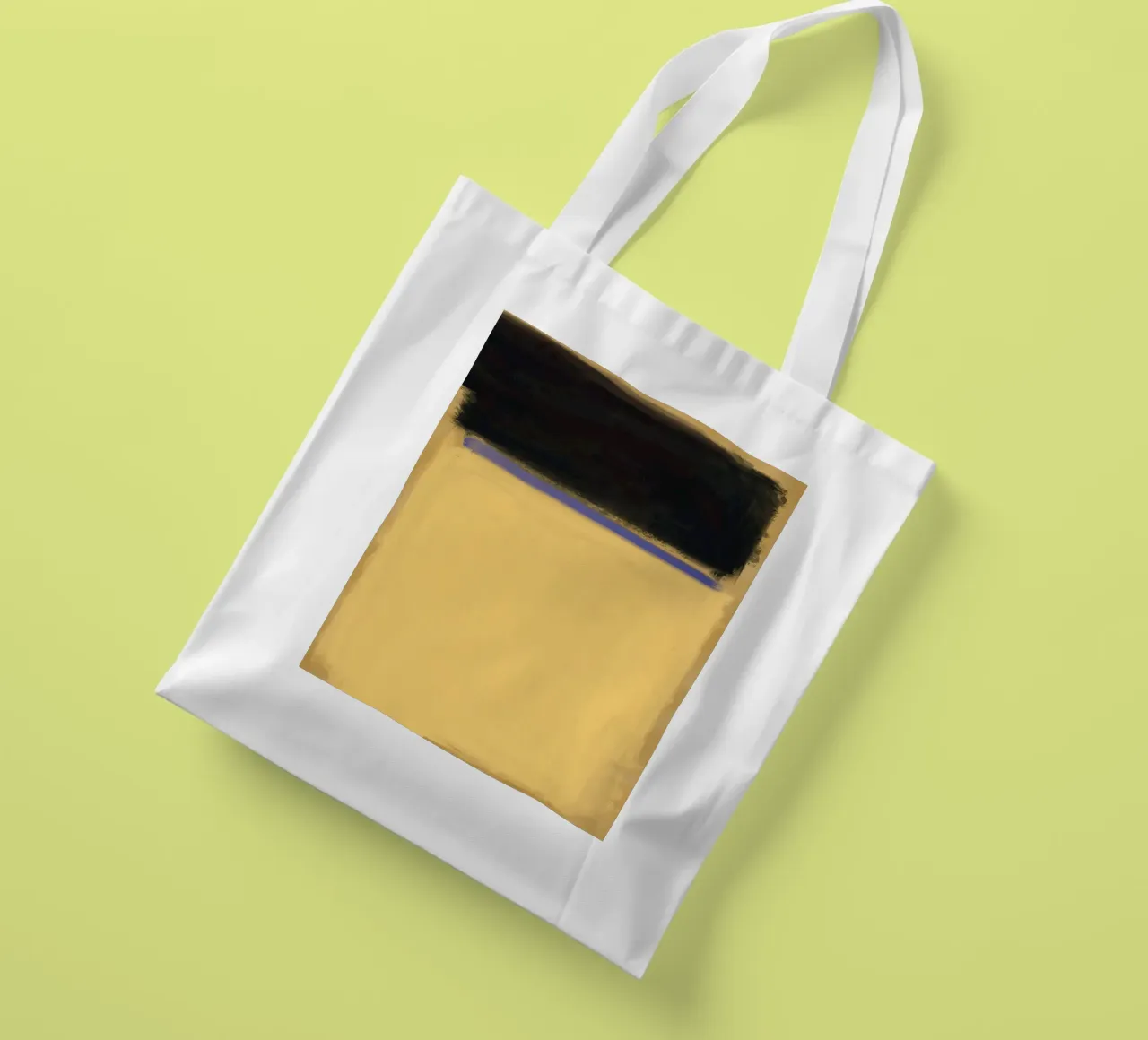 Big yellow abstract tote bag by Little Dean