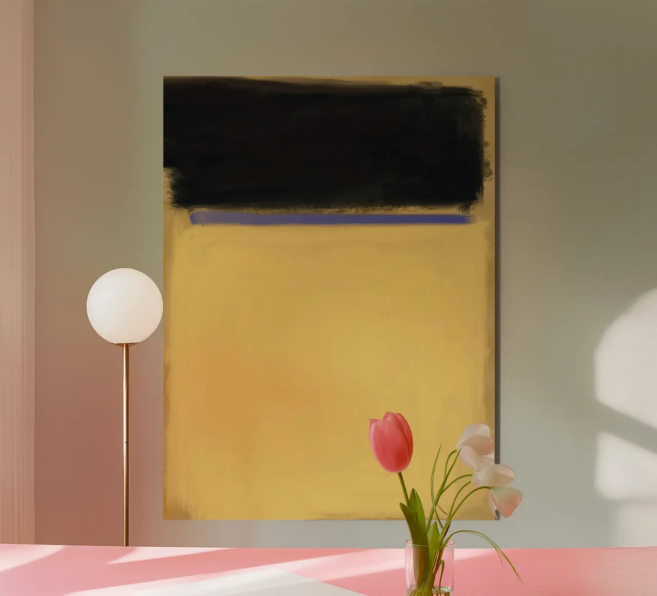 Big yellow abstract alu-dibond by Little Dean