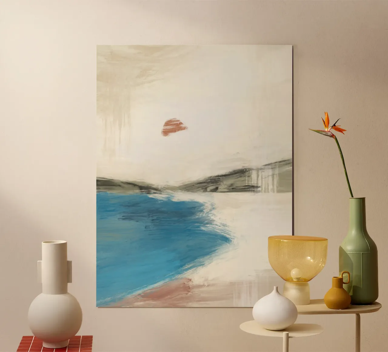 Spiaggia pittorica poster con telaio in alluminio da Little Dean