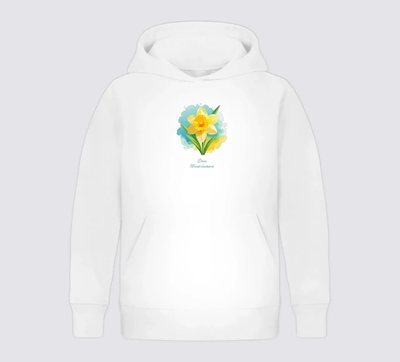 Narciso con un nome - fiore di nascita di marzo pieno di freschezza felpa bambino con cappuccio da Geburtsblume