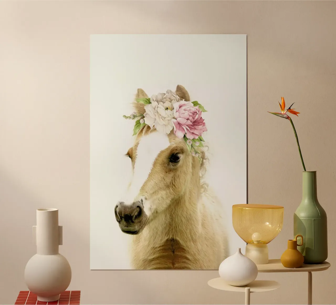 Floral Baby Horse poster con telaio in alluminio da Lila x Lola