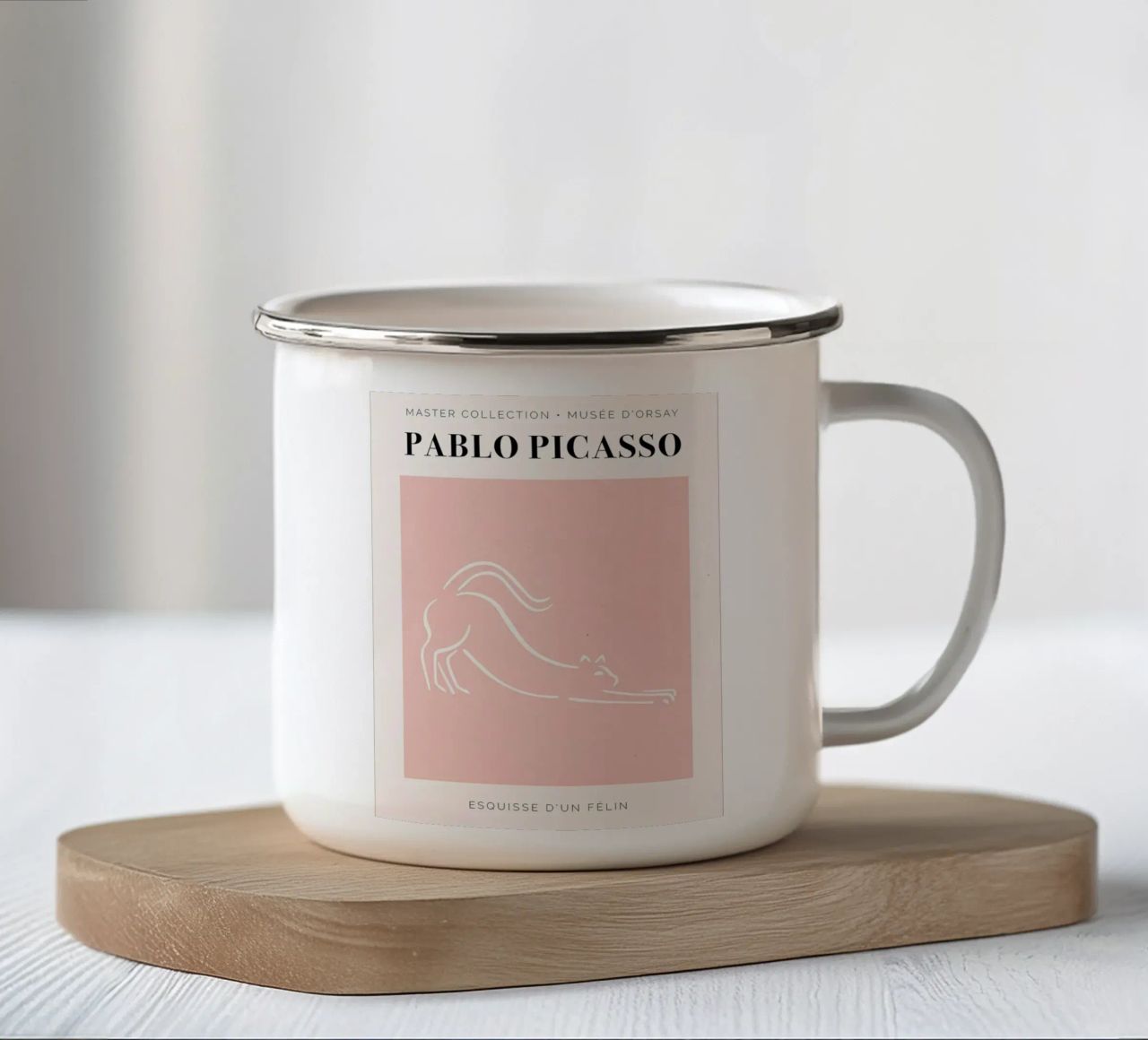 Picasso - Schizzo di un felino tazza in smalto da galang shop