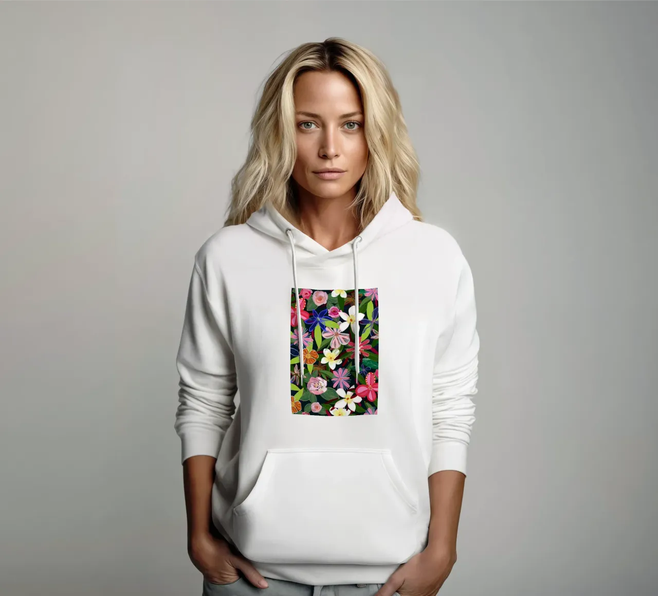 Fiori botanici colorati felpa con cappuccio da gulsengunel