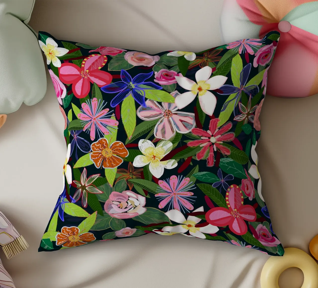 Fiori botanici colorati cuscino da gulsengunel