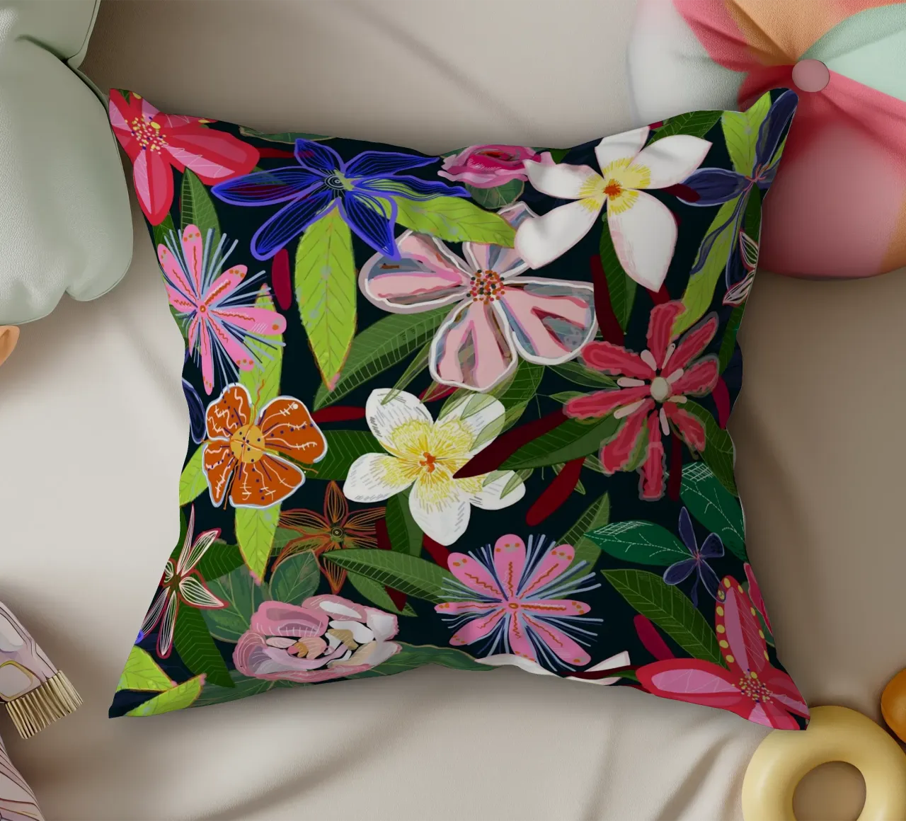 Fiori botanici colorati cuscino da gulsengunel