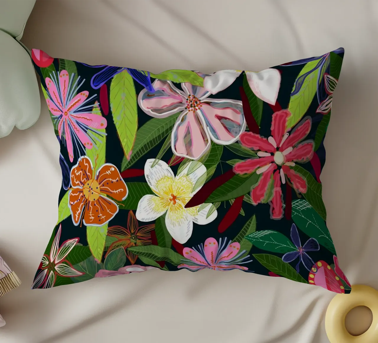 Fiori botanici colorati cuscino da gulsengunel