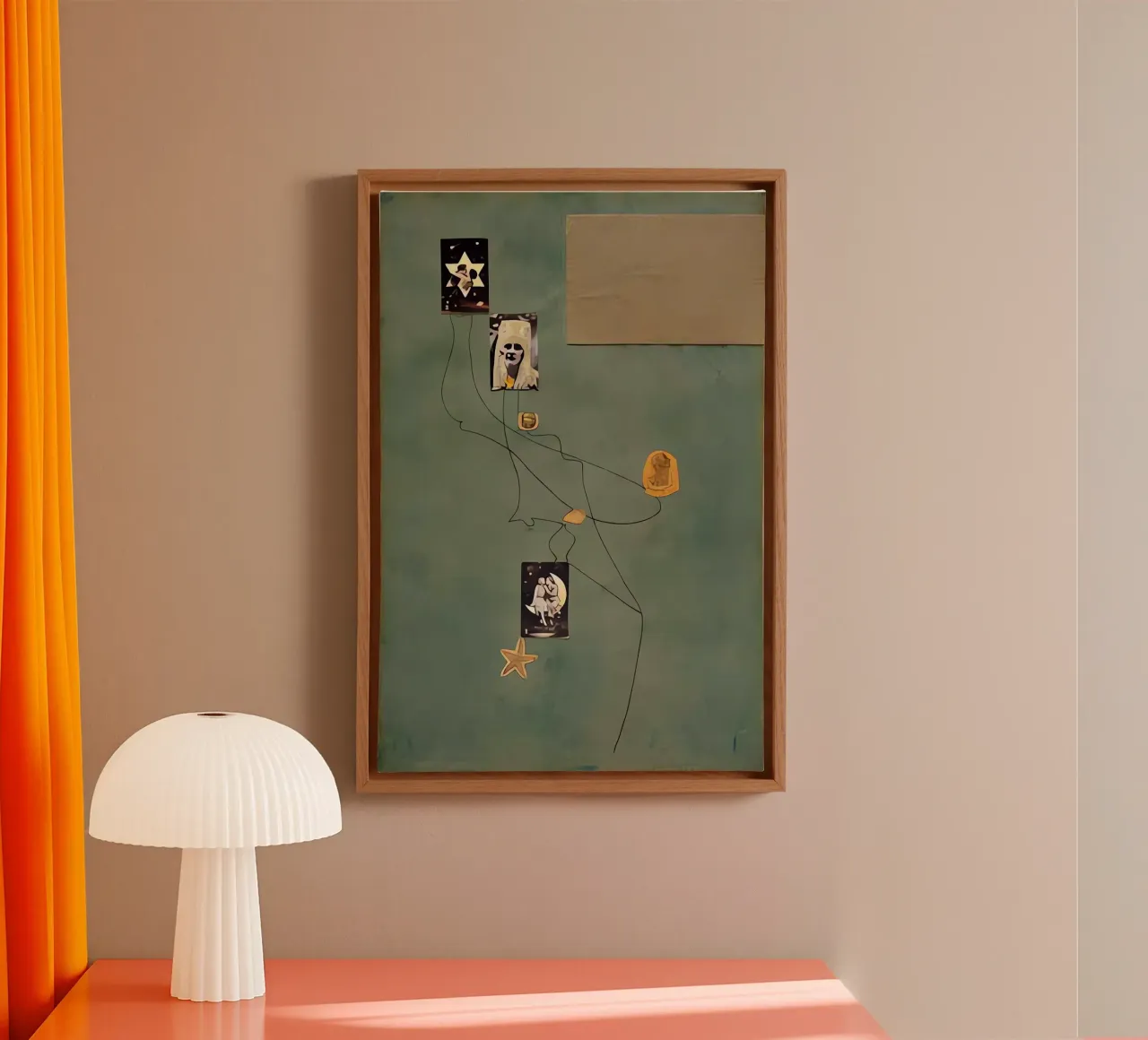 Disegno-Collage tela con Cornice a cassetta da Narciso