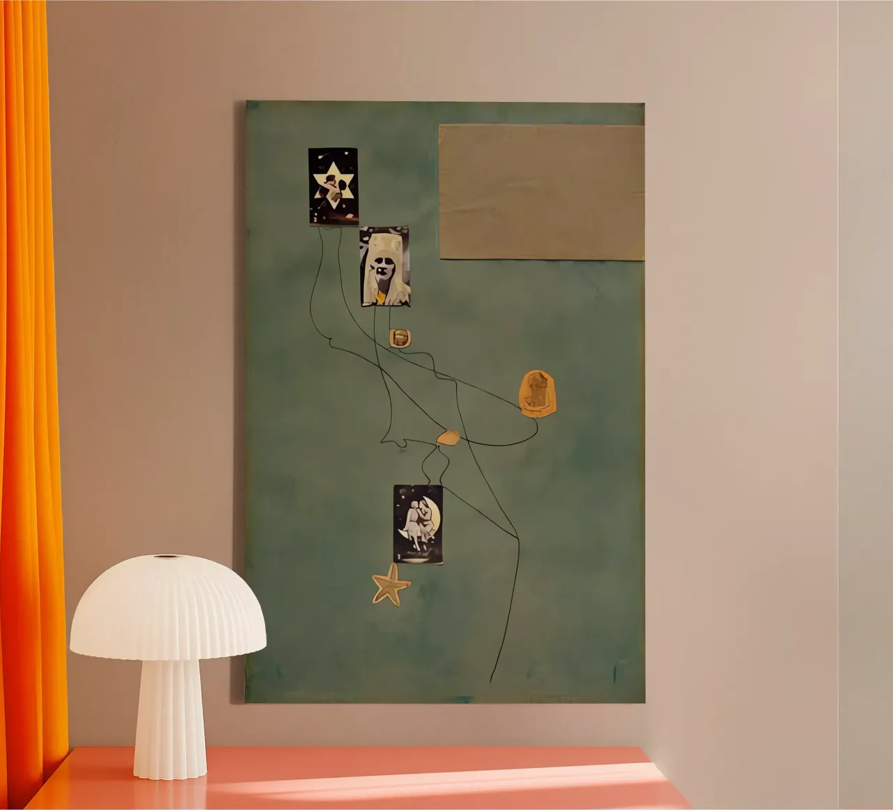 Disegno-Collage tela con Cornice a cassetta da Narciso