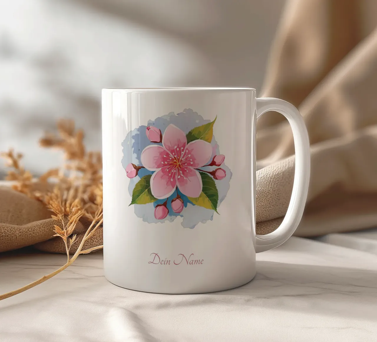 Fiori di ciliegio con nome - fiore di nascita di marzo per gli esteti tazza in ceramica da Geburtsblume
