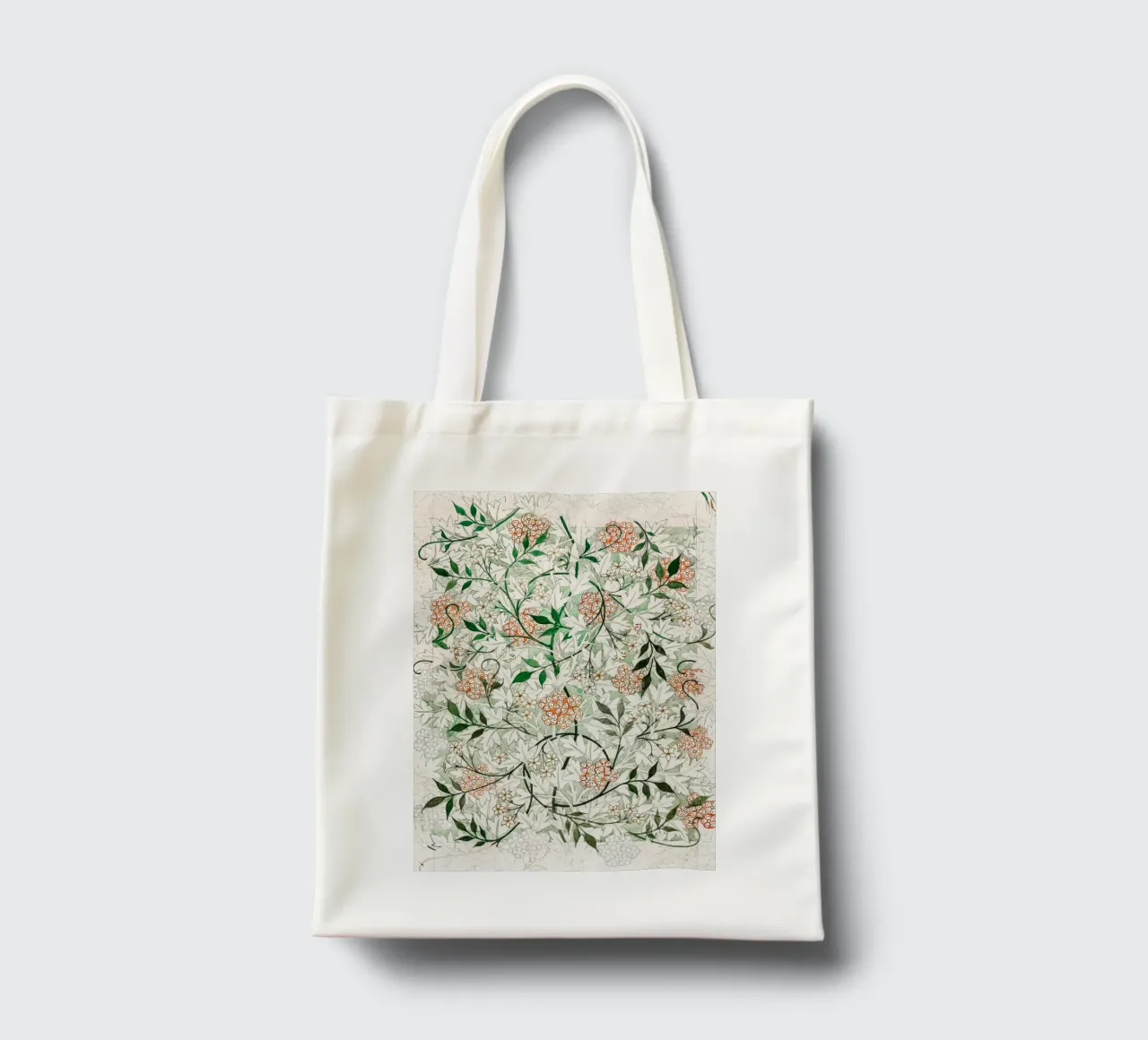 William Morris White Jasmine Pattern Botanical tote bag by Jam Poster