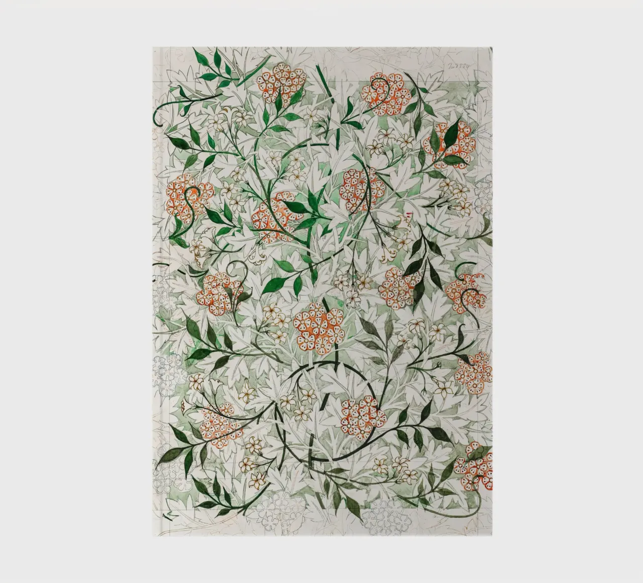 William Morris White Jasmine Pattern Botanical notebook by Jam Poster