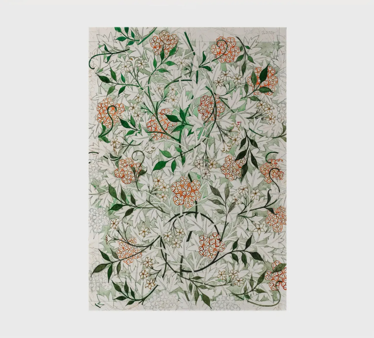 William Morris White Jasmine Pattern Botanical notebook by Jam Poster