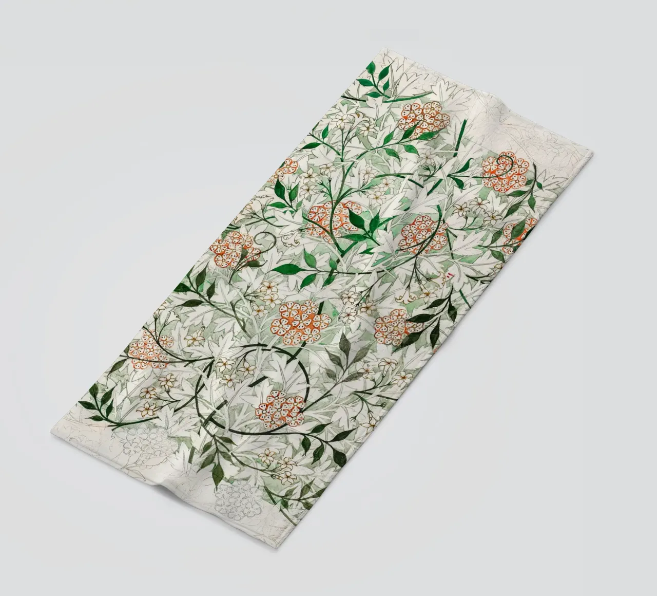 William Morris White Jasmine Pattern Botanical beach towel by Jam Poster