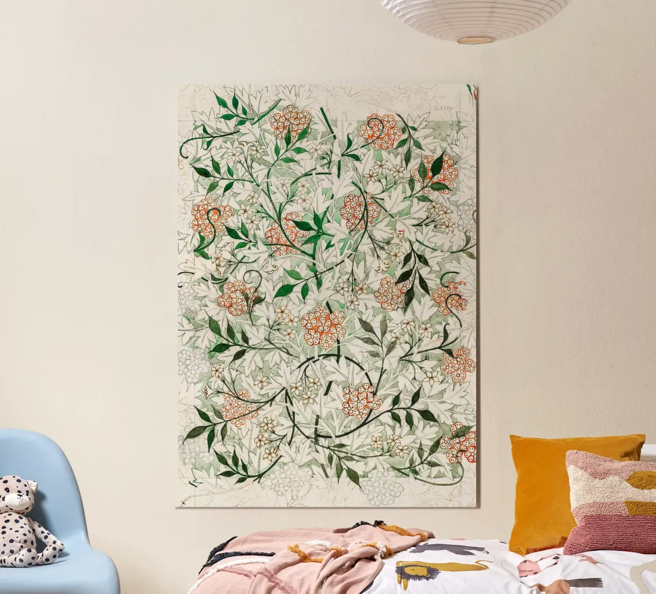 William Morris White Jasmine Pattern Botanical alu-dibond by Jam Poster