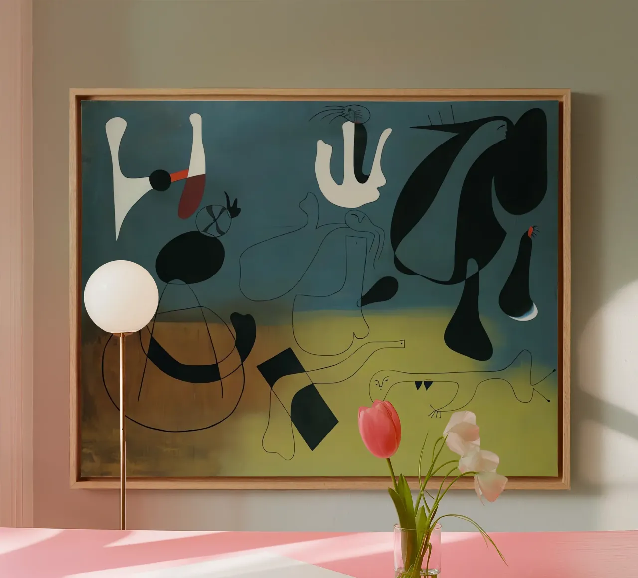 Pittura Miró tela con Cornice a cassetta da Narciso