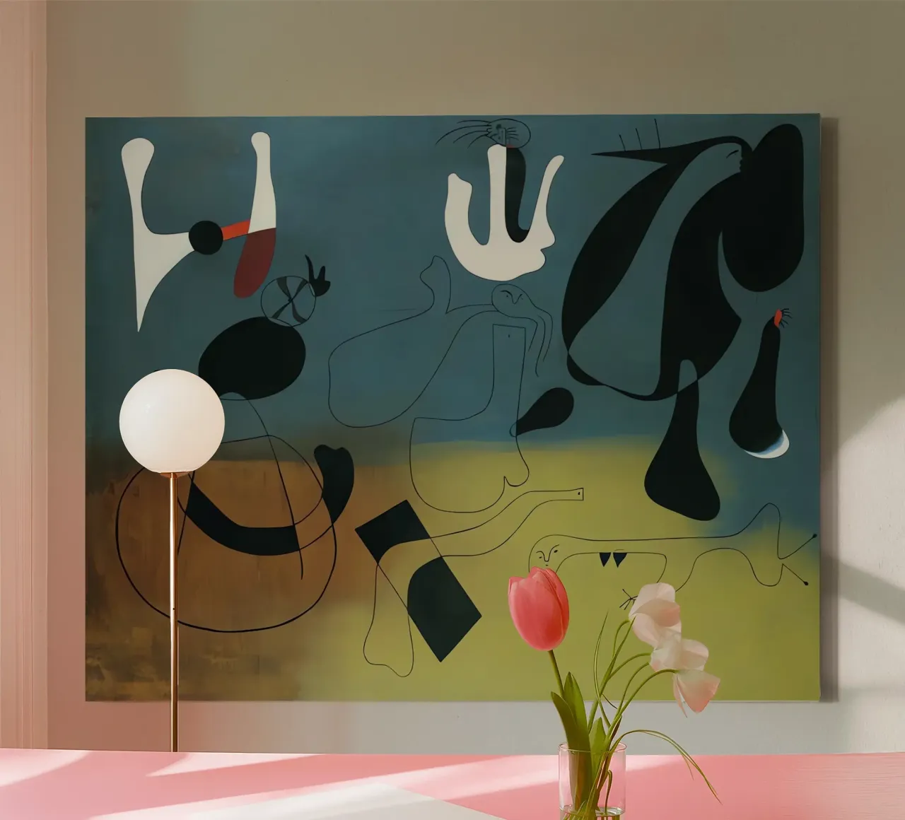 Pittura Miró tela con Cornice a cassetta da Narciso