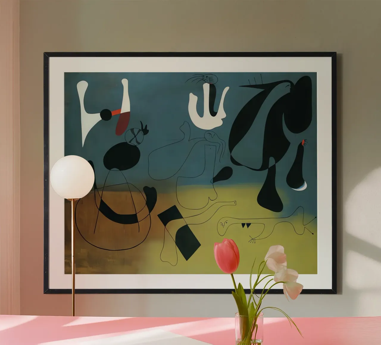 Pittura Miró poster con telaio in legno da Narciso