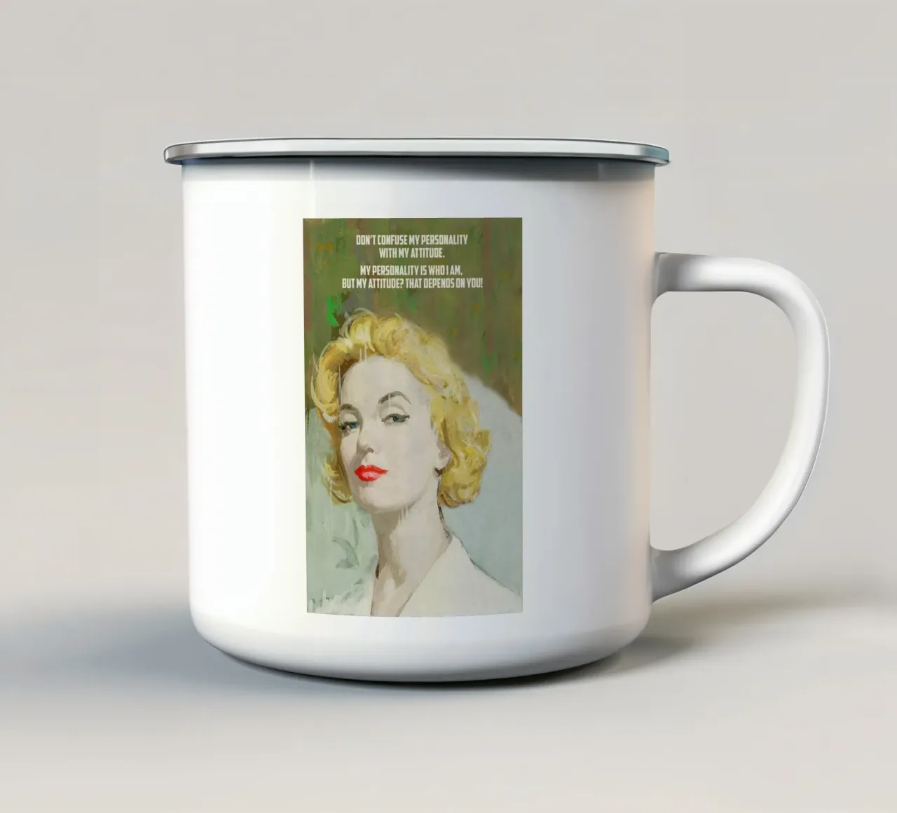 Don’t Confuse taza de esmalte de Gallery Print and Art Limited
