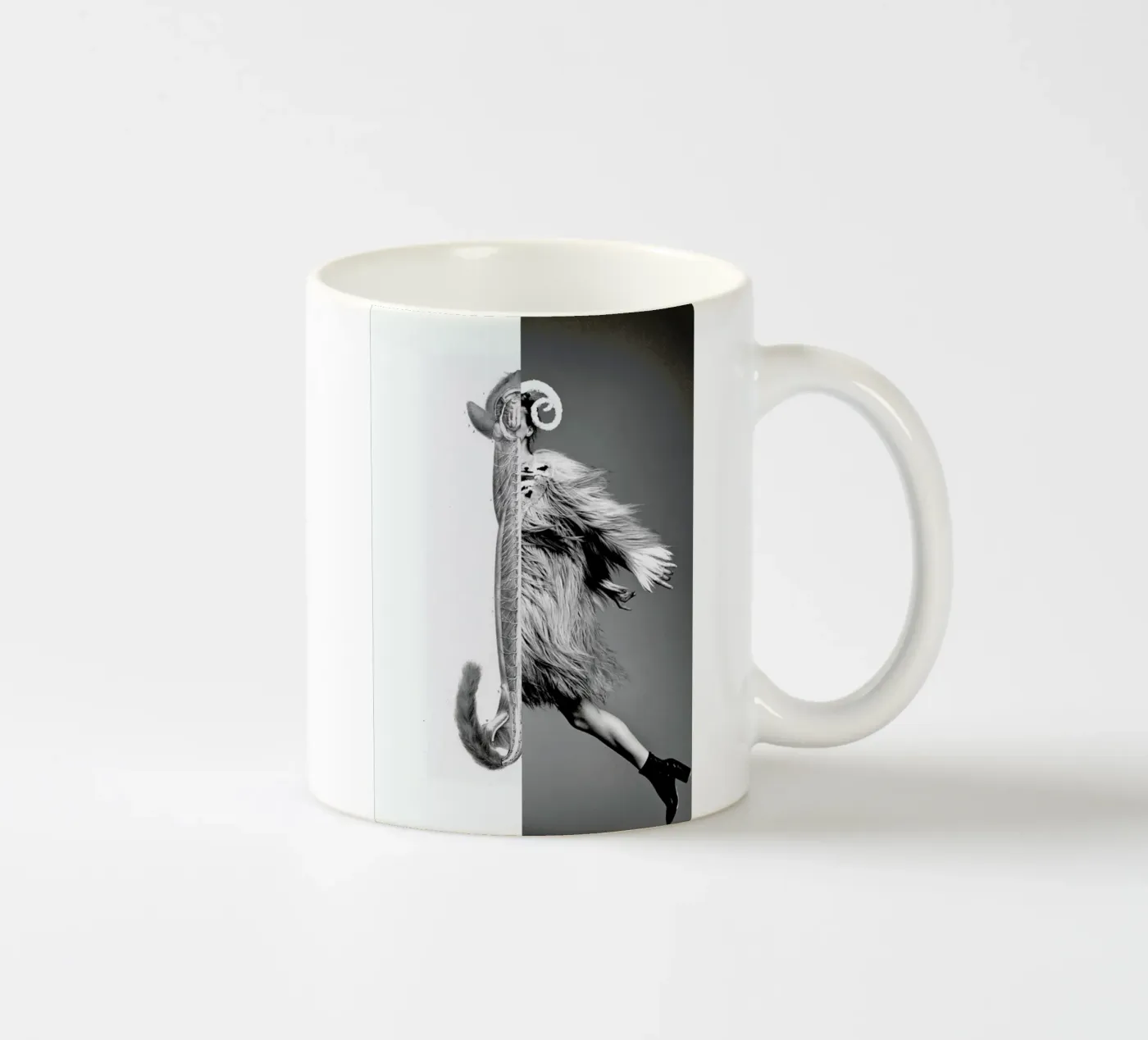 Monkey Lady ceramic mug by Taher Mhamdi
