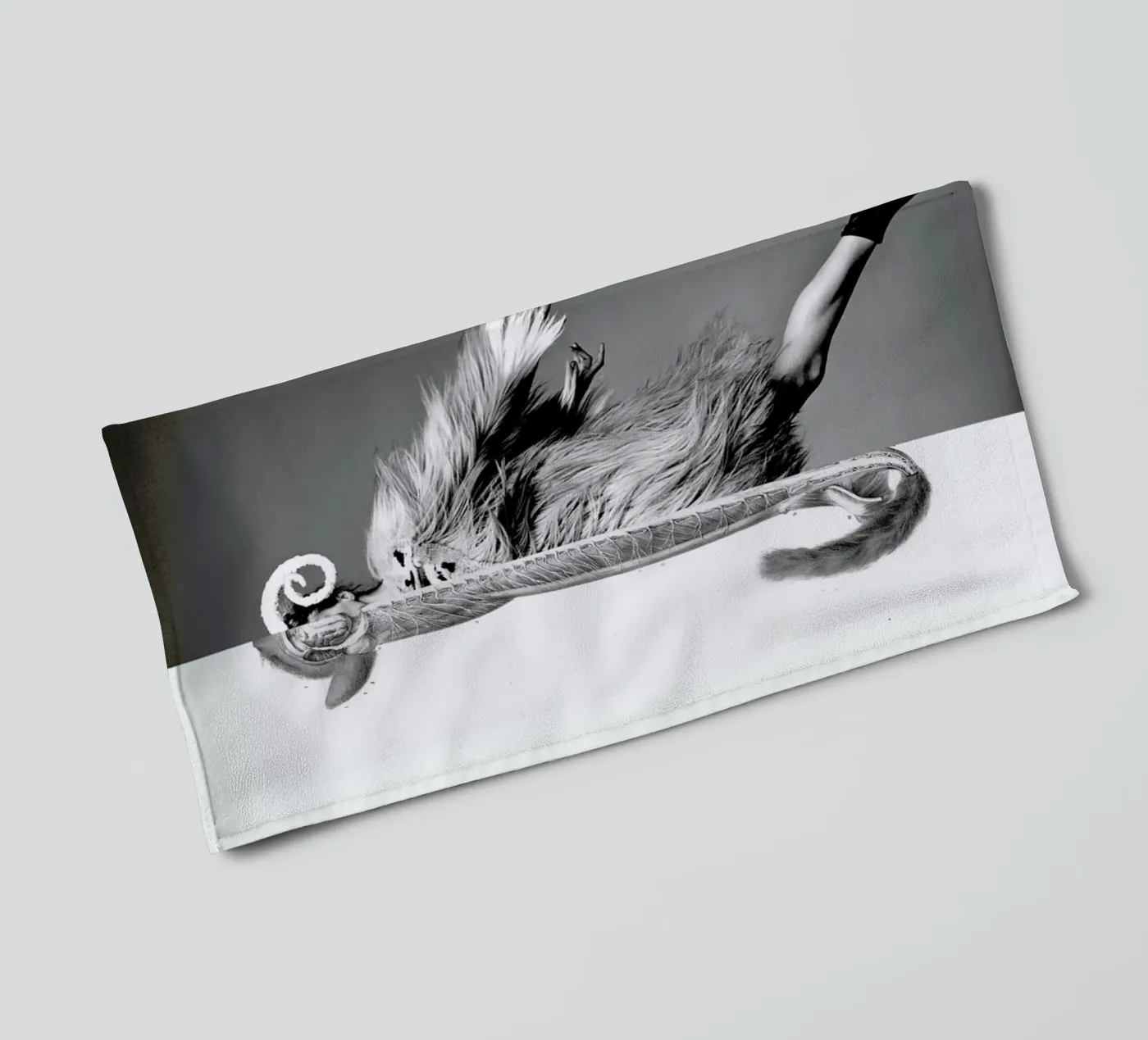 Monkey Lady towel by Taher Mhamdi