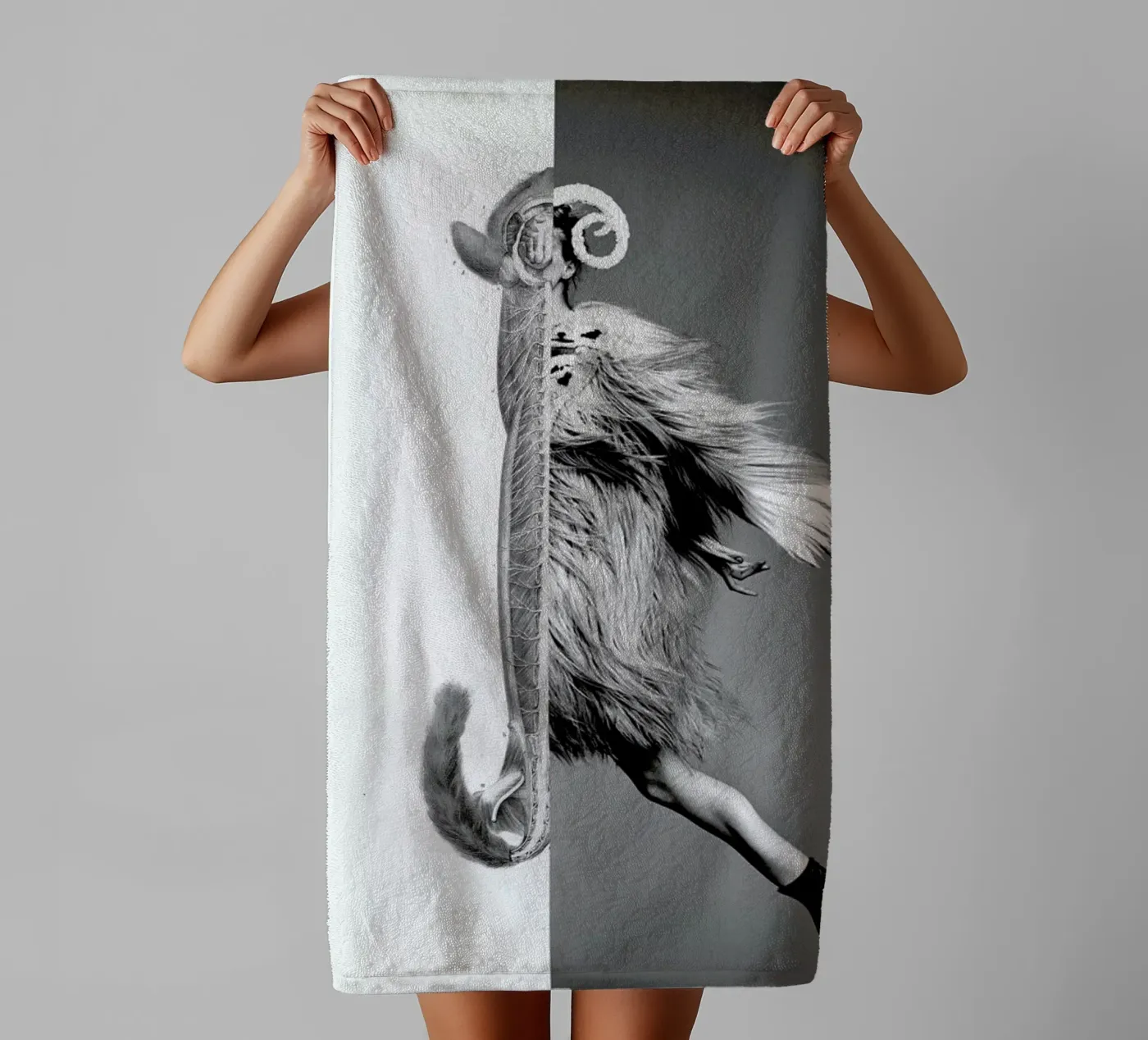 Monkey Lady badhanddoek van Taher Mhamdi
