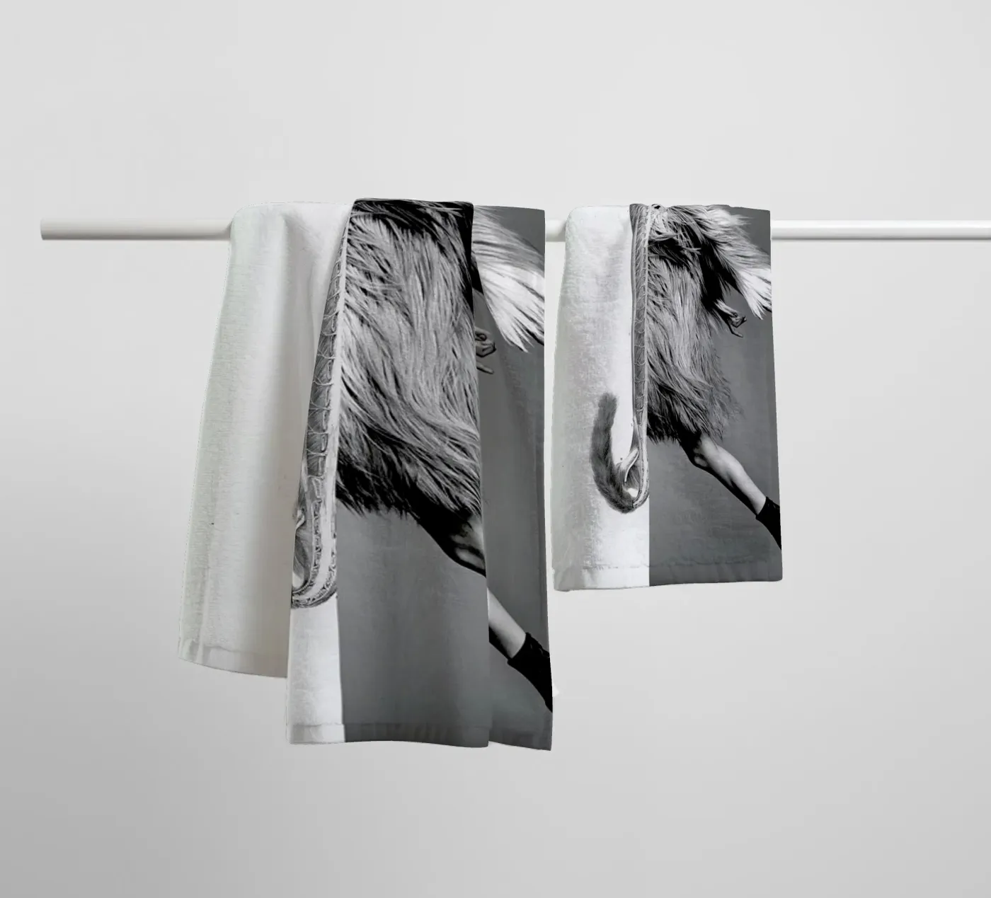 Monkey Lady towel by Taher Mhamdi