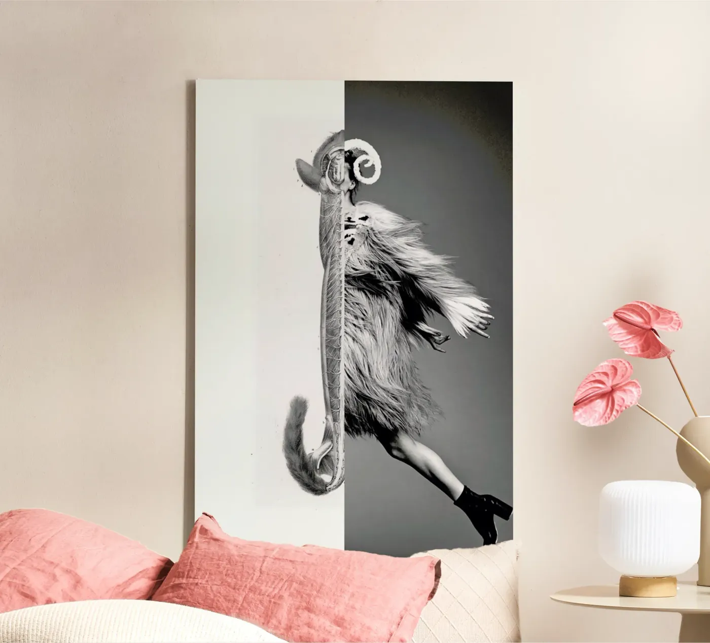 Monkey Lady canvas by Taher Mhamdi
