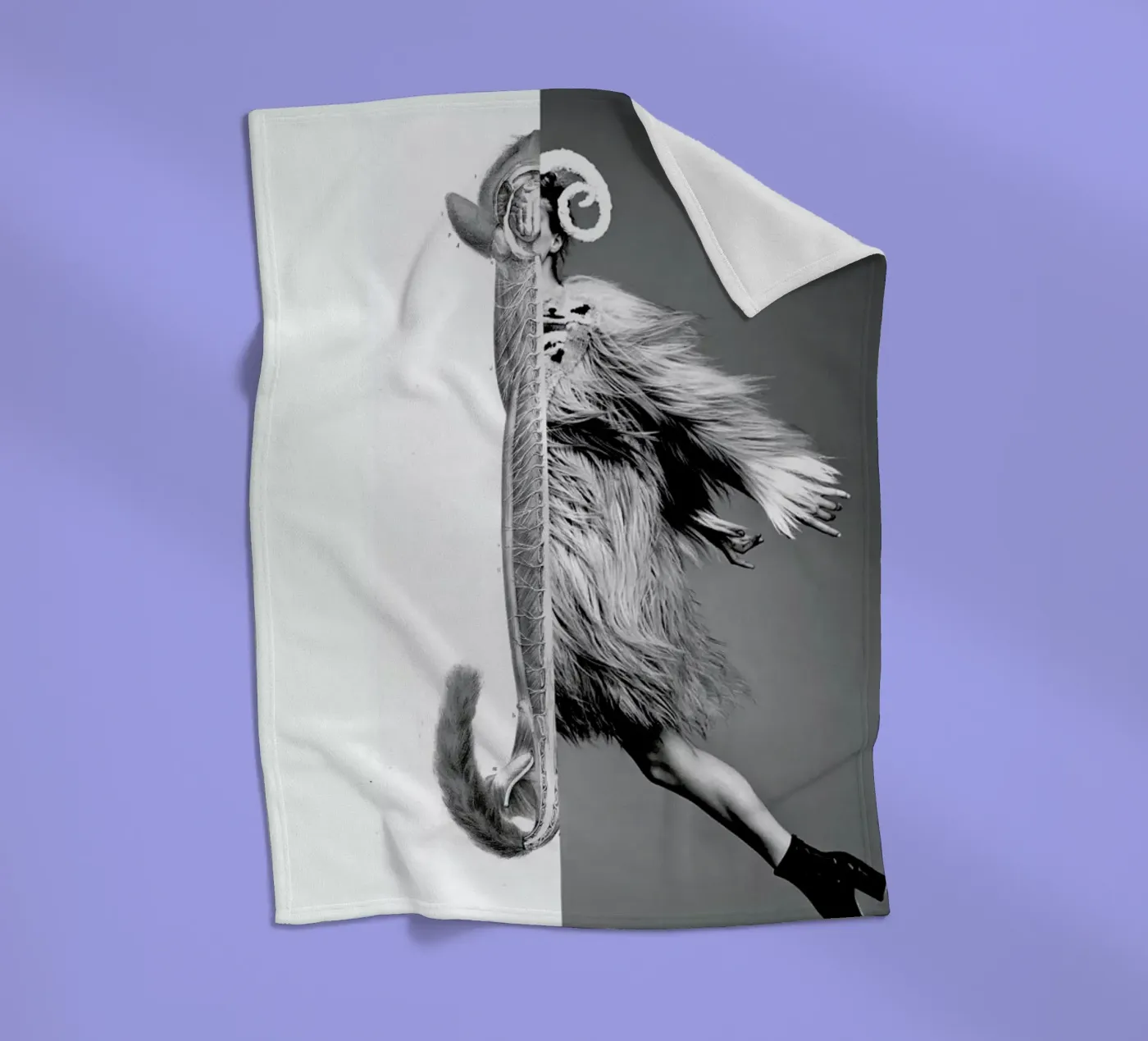 Monkey Lady fleece blanket by Taher Mhamdi