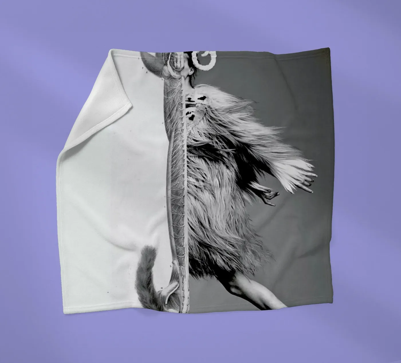 Monkey Lady fleece blanket by Taher Mhamdi