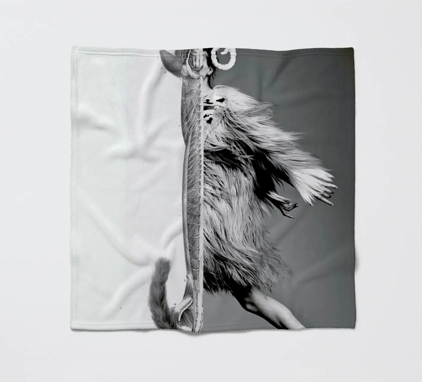 Monkey Lady fleece blanket by Taher Mhamdi