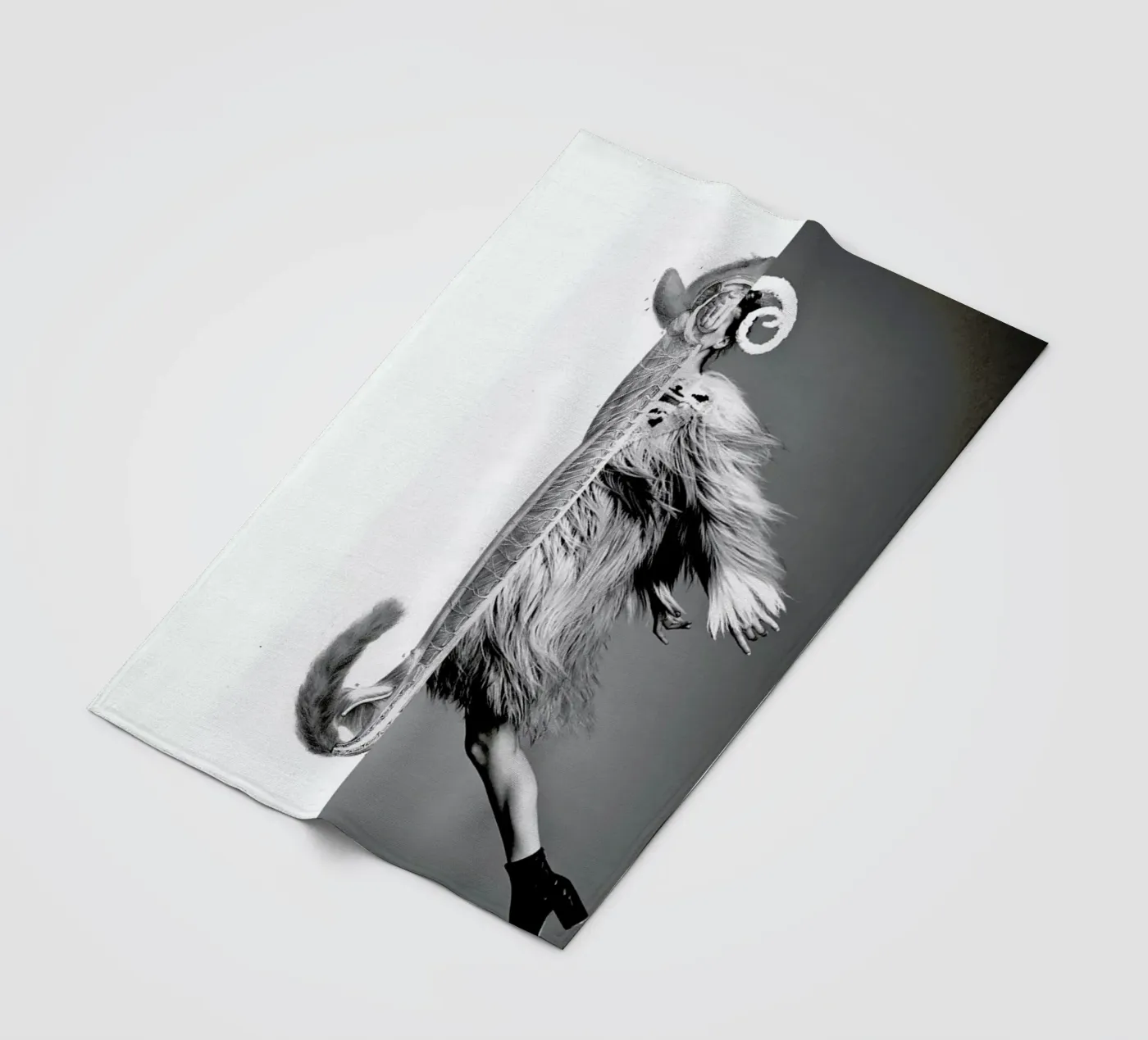 Monkey Lady fleece blanket by Taher Mhamdi