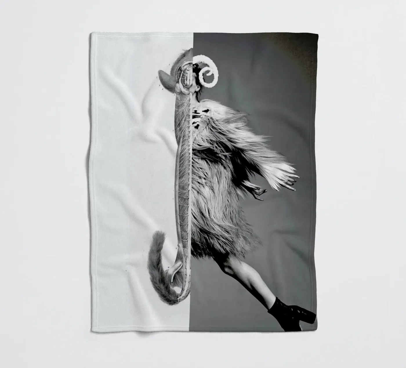 Monkey Lady fleece blanket by Taher Mhamdi