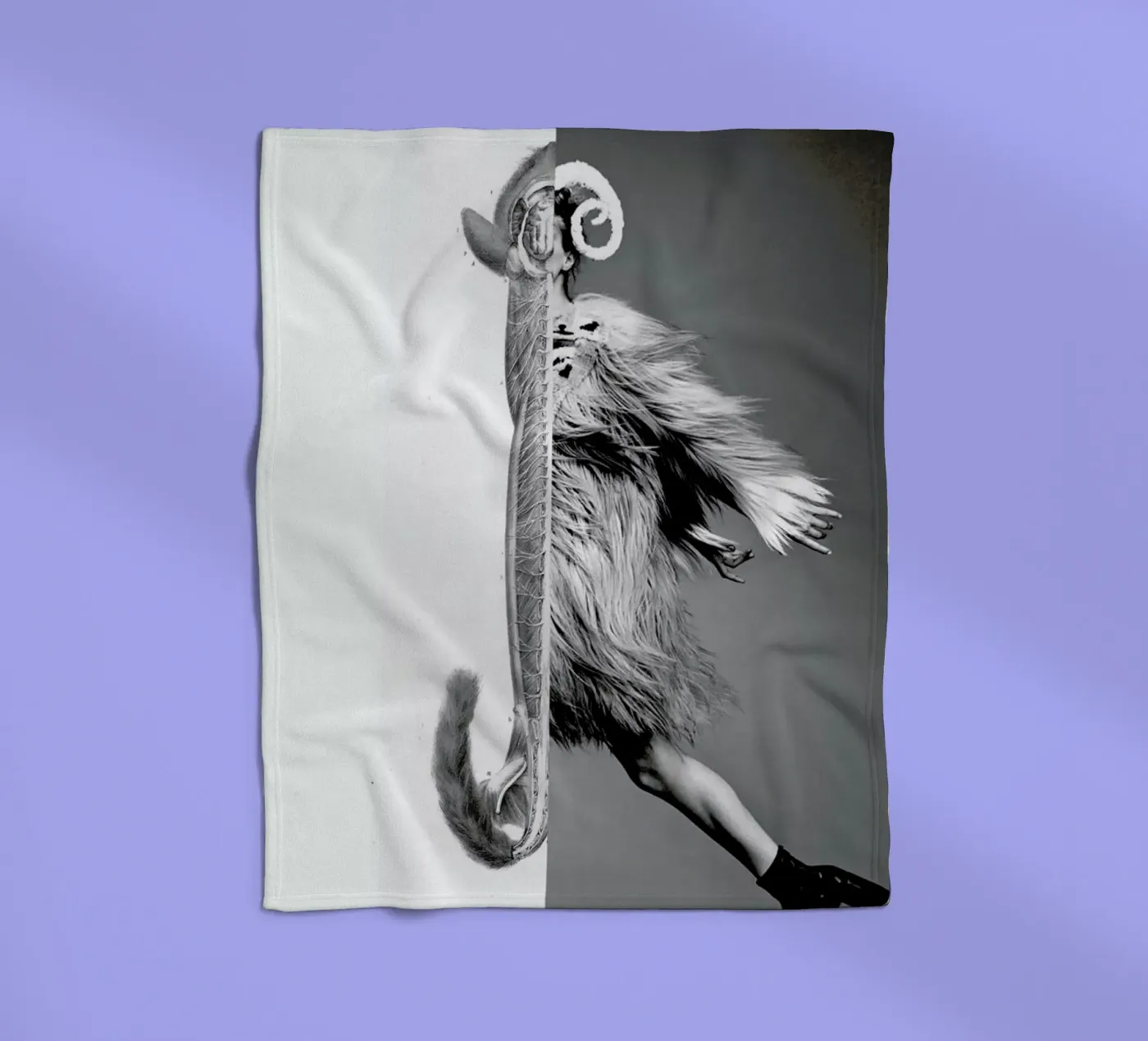 Monkey Lady fleece blanket by Taher Mhamdi