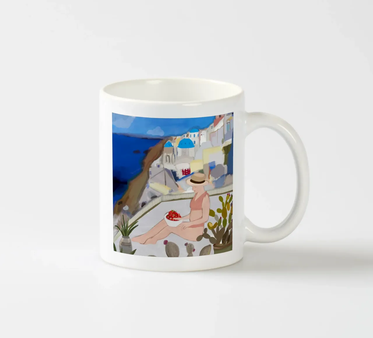 Vacanze a Santorini tazza in ceramica da gulsengunel