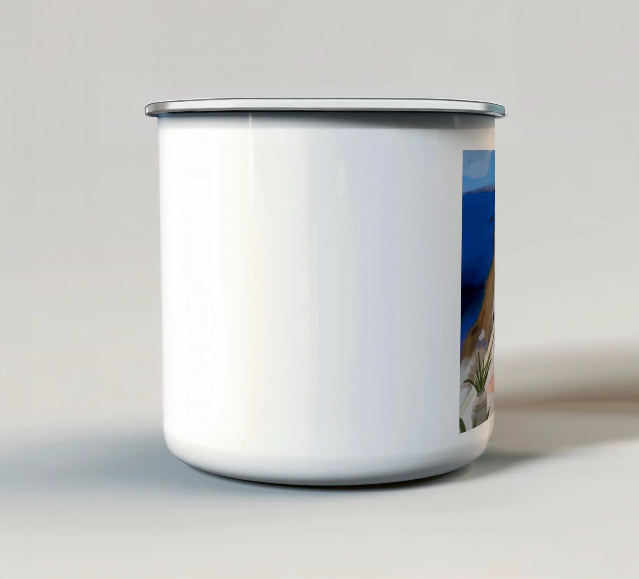 Vacanze a Santorini tazza in smalto da gulsengunel