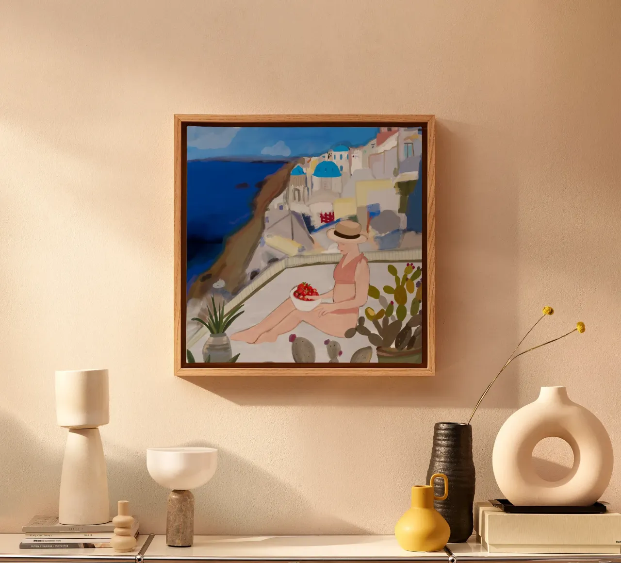 Vacanze a Santorini tela con Cornice a cassetta da gulsengunel