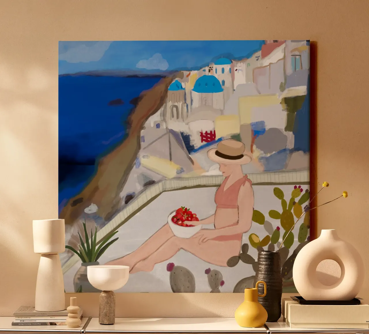 Vacanze a Santorini tela con Cornice a cassetta da gulsengunel