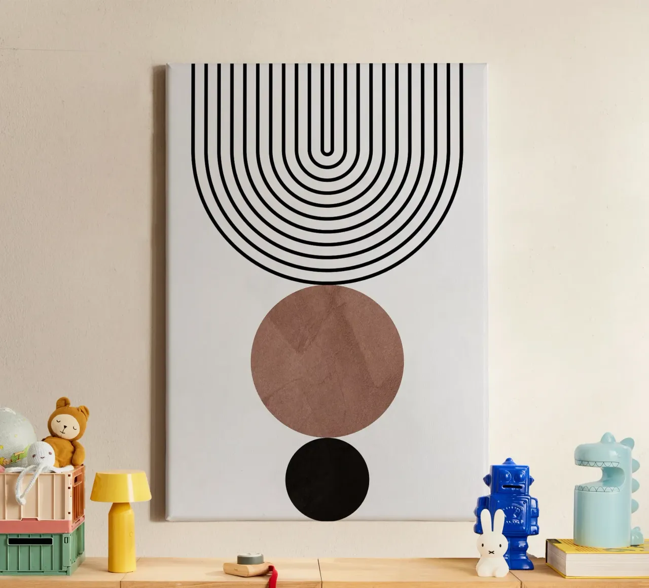 lines circles abstract shapes canvas by Ron Bale