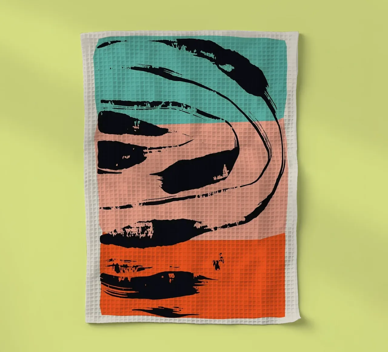 abstracte penseelstreken theedoek van Ron Bale