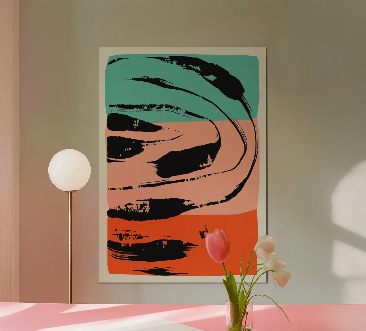 abstrakte Pinselstriche Poster mit Kunststoffrahmen von Ron Bale