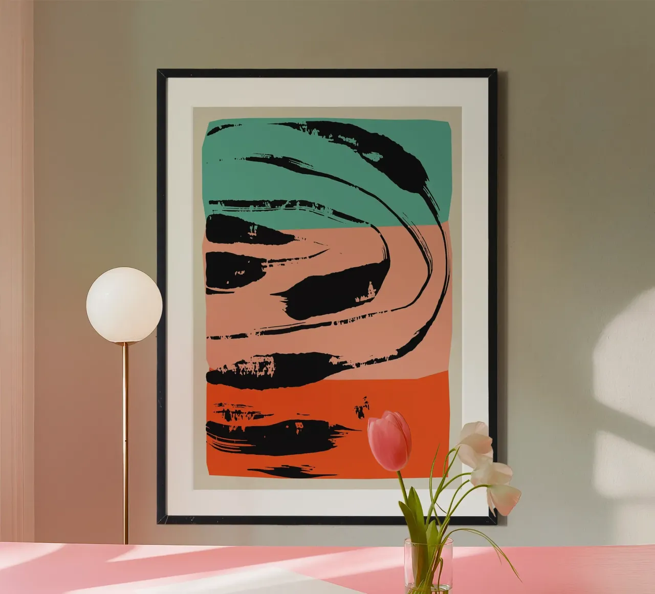 abstrakte Pinselstriche Poster mit Kunststoffrahmen von Ron Bale