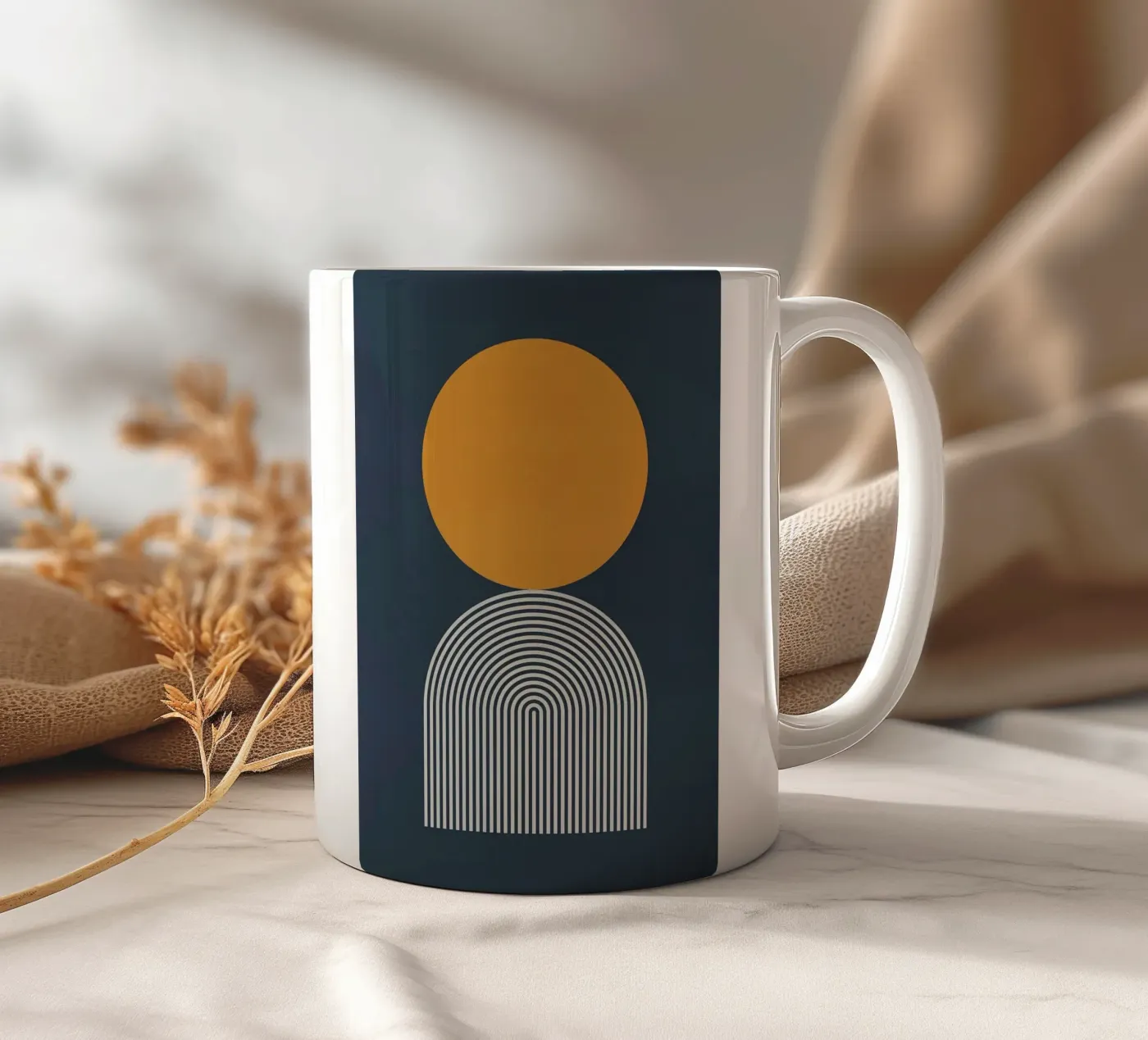 circle abstract shape ceramic mug by Ron Bale