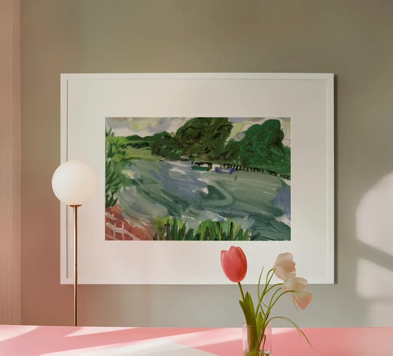 River Thames On A Windy Day poster con telaio in alluminio da Sonia Brittain