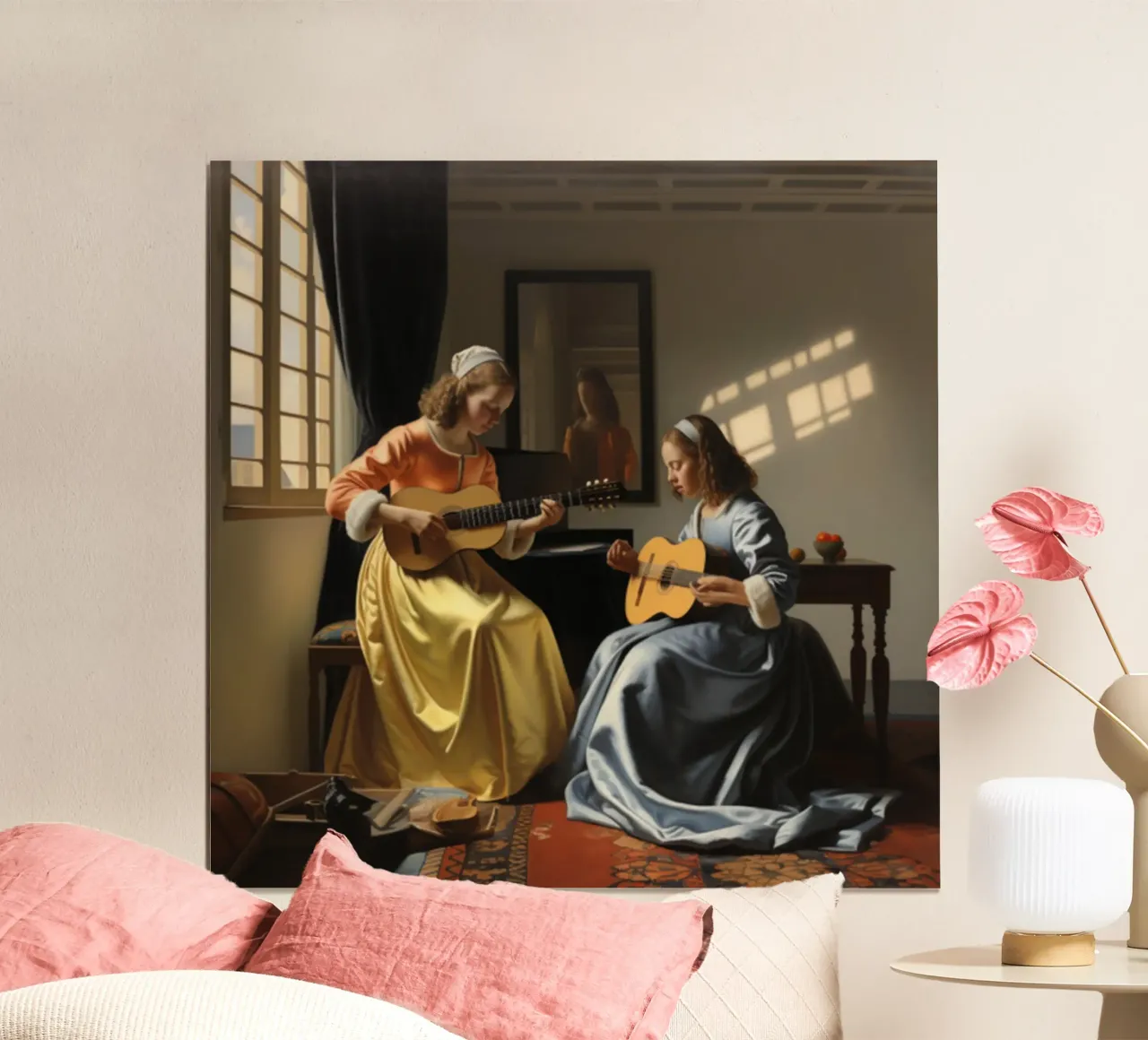 donna suona la chitarra poster con telaio in legno da The Dinda