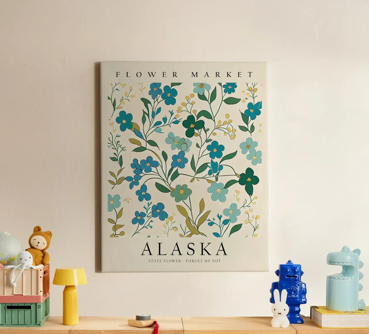 Fiore di Stato dell'Alaska tela con Cornice a cassetta da harris shop