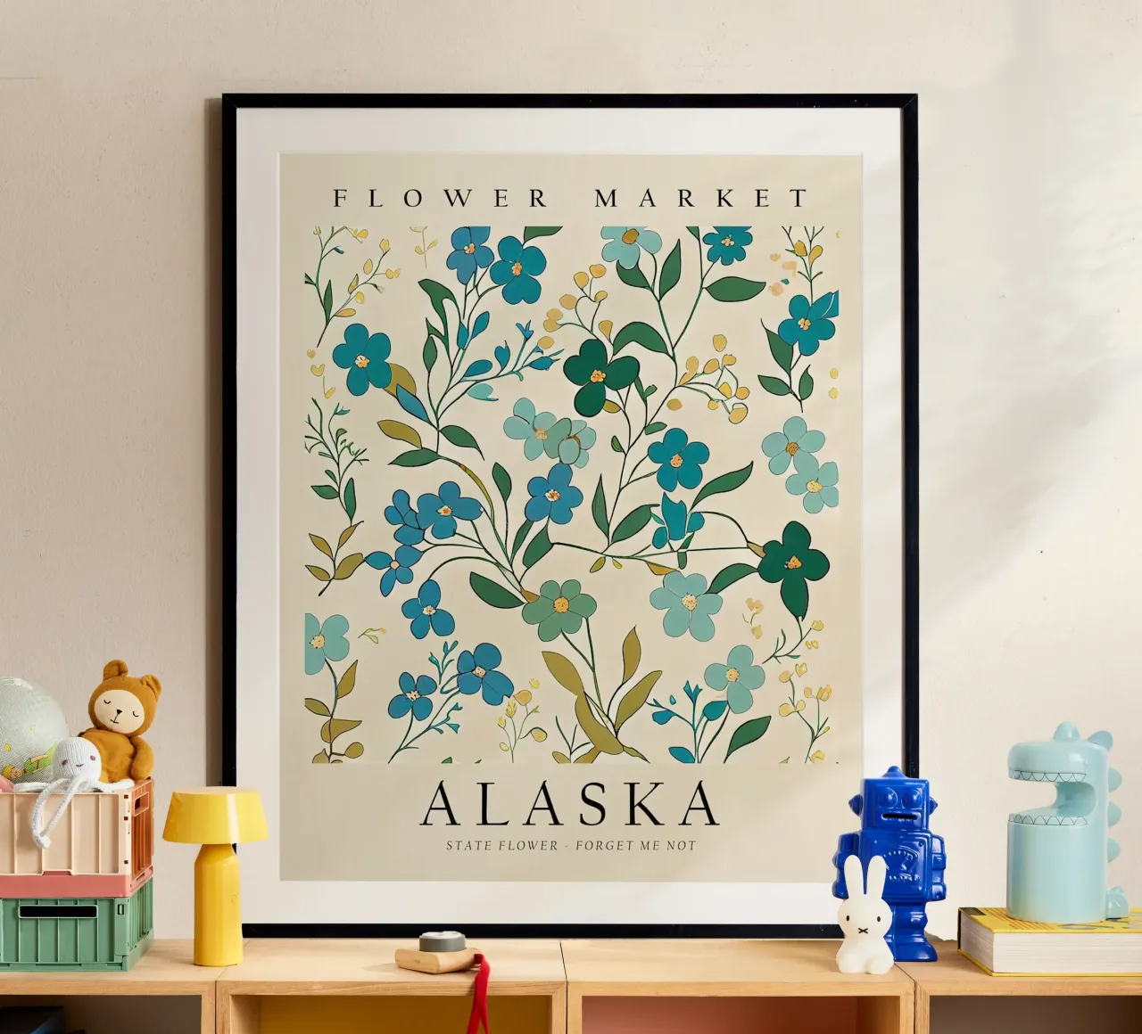 Fiore di Stato dell'Alaska poster con telaio in alluminio da harris shop
